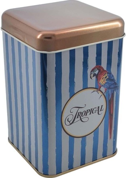 EF022-F4 Safari Parrot Desenli Kare Metal Saklama Kabı 11X11 cm fırsatları