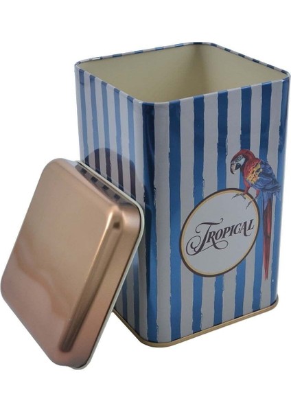 EF022-F4 Safari Parrot Desenli Kare Metal Saklama Kabı 11X11 cm indirimleri