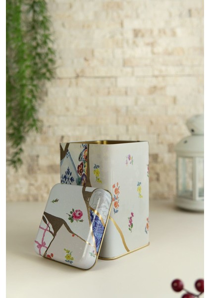 ER022-3I Kint Sugi Rose Desenli Kare Metal Saklama Kabı 11X11 cm fiyatları