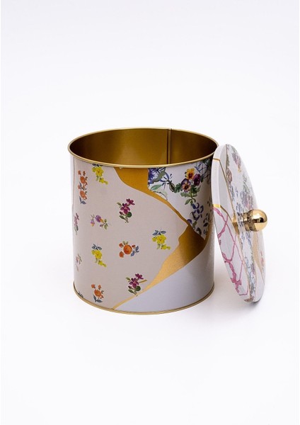 ER147-3I Kint Sugi Rose Desenli Yuvarlak Metal Saklama Kabı 17.5 cm modelleri