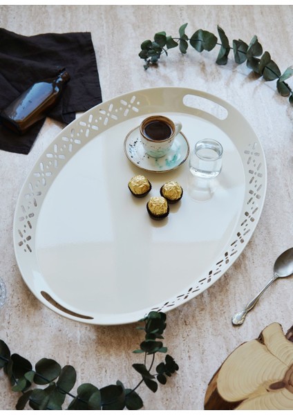 Metal Oval Servis Tepsisi, Büyük Tepsi, Çay Kahve Tepsisi fiyatları
