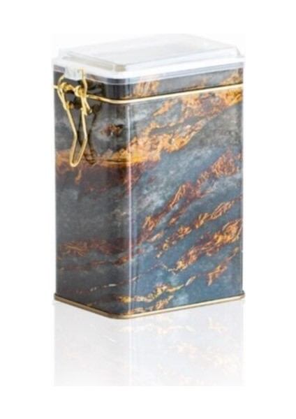 Taş Desenli Dikdörtgen Plastik Kapaklı Çok Amaçlı Metal Erzak Saklama Kabı 1.2 lt - Siyah fırsatları