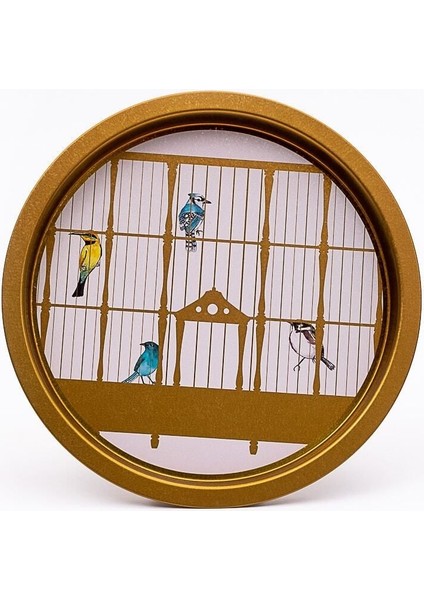 EE197-T7 Bird Cage Desenli Yuvarlak Tepsi 31.5 cm