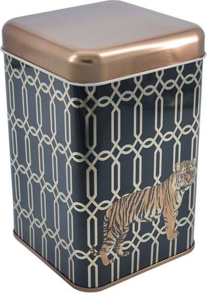EF022-F3 Safari Tiger Desenli Kare Metal Saklama Kabı 11X11 cm indirimleri
