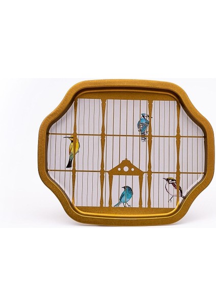 EE166-T7 Bird Cage Desenli Özel Şekil Tepsi 28X33 cm