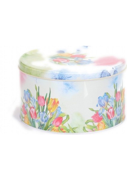 Lale Desenli Yuvarlak Çok Amaçlı Metal Erzak Saklama Kabı 4.6 lt - Çok Renkli modelleri