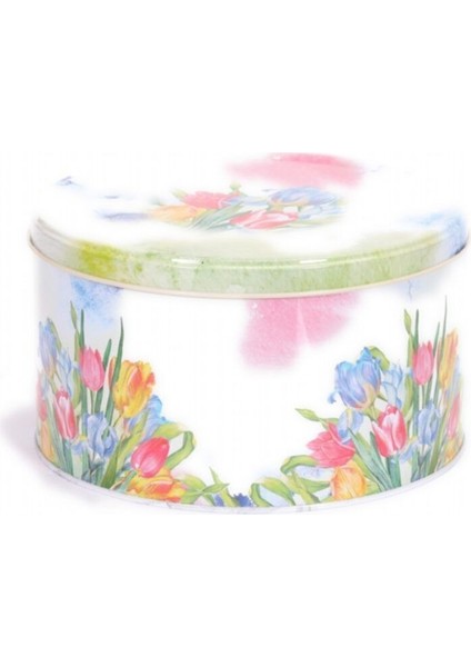 Lale Desenli Yuvarlak Çok Amaçlı Metal Erzak Saklama Kabı 4.6 lt - Çok Renkli fırsatları