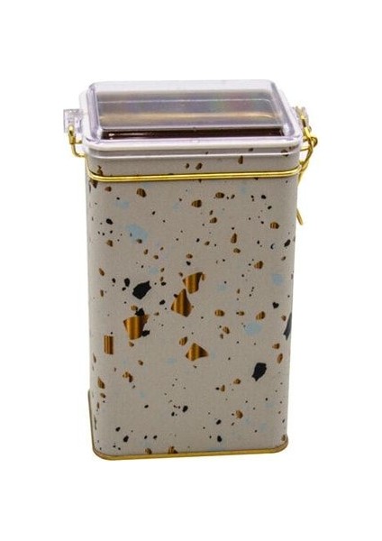 ER048-9G Terrazzo Cream Desenli Dikdörtgen Metal Saklama Kabı 8X10 cm fiyatları