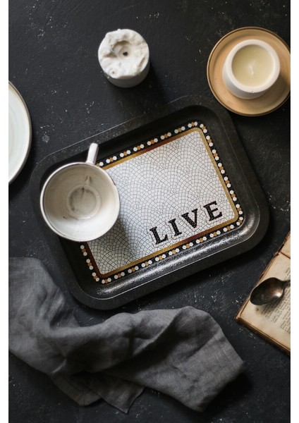 EE161-9D Mosaic Live Desenli Dikdörtgen Tepsi 23X31 cm