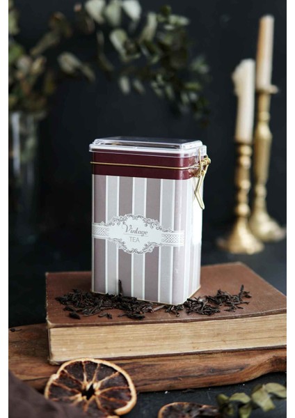ER043-6A Elegance Tea Desenli Dikdörtgen Metal Saklama Kabı 8X10 cm fiyatları