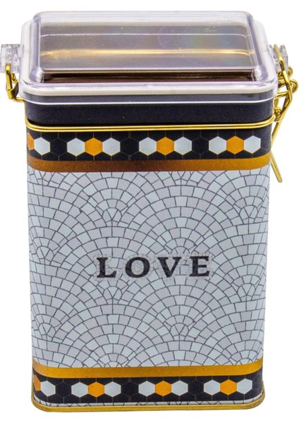 ER043-1E Mosaic Love Desenli Dikdörtgen Metal Saklama Kabı 8X10 cm fiyatları