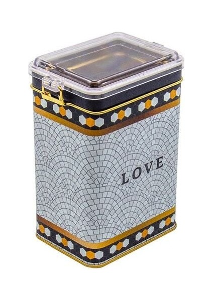 ER043-1E Mosaic Love Desenli Dikdörtgen Metal Saklama Kabı 8X10 cm fırsatları