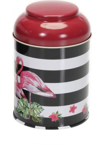 Flamingo Desenli Metal Erzak Saklama Kabı 0.8 lt - Siyah Beyaz modelleri