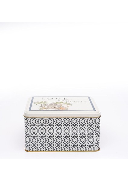 ER028-2G Forrest Grey Desenli Kare Metal Saklama Kabı 20X20 cm fiyatları