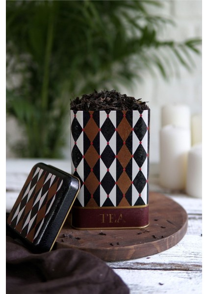 ER022-V7 Circus Tea Desenli Kare Metal Saklama Kabı 11X11 cm