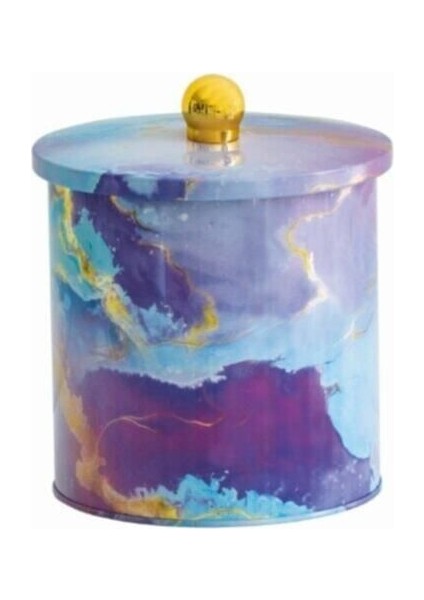 Liquid Purple Desenli Topuz Kulplu Yuvarlak Metal Kutu, 14 x 15 cm, 2.1 lt fiyatları