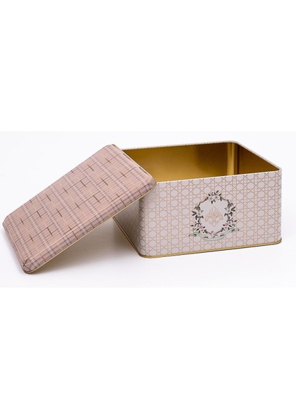 ER028-U7 Rosy Desenli Kare Metal Saklama Kabı 20X20 cm modelleri