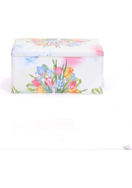 Lale Desenli Dikdörtgen Çok Amaçlı Metal Erzak Saklama Kabı 5.5 lt - Çok Renkli modelleri
