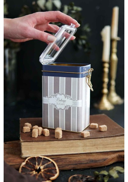 ER043-8A Elegance Sugar Desenli Dikdörtgen Metal Saklama Kabı 8X10 cm