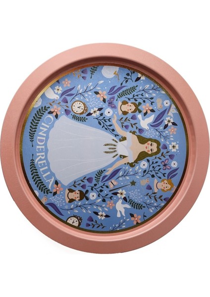EE163-U9 Tales Cinderella Desenli Yuvarlak Tepsi 36 cm modelleri