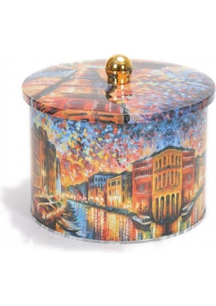 Afremov Desenli Yuvarlak Çok Amaçlı Metal Erzak Saklama Kabı 3.3 lt - Çok Renkli modelleri