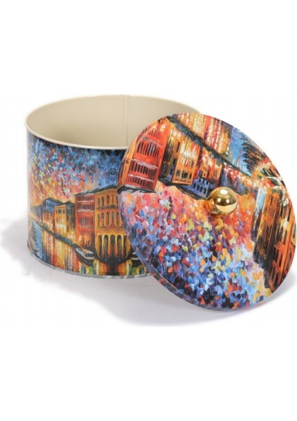 Afremov Desenli Yuvarlak Çok Amaçlı Metal Erzak Saklama Kabı 3.3 lt - Çok Renkli indirimleri