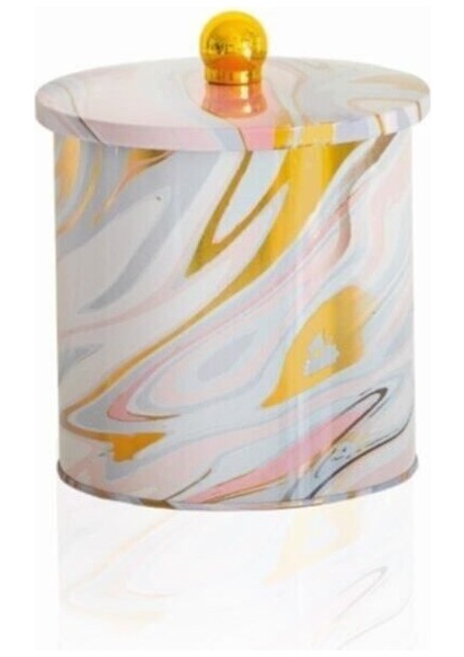 Liquid Pink Desenli Topuz Kulplu Yuvarlak Metal Kutu, 14 x 15 cm, 2.1 lt fiyatları