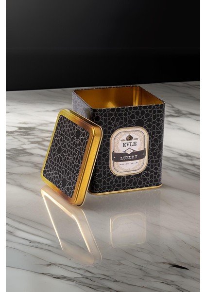 ER024-V2 Trellis Desenli Kare Metal Saklama Kabı 12X12 cm