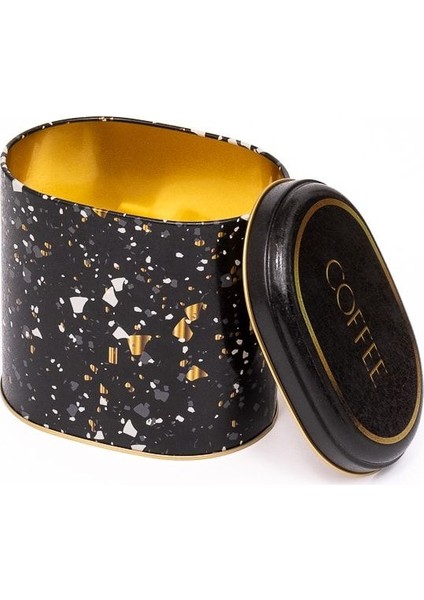 ER004-1H Terrazzo Black Desenli Oval Metal Saklama Kabı 11X15 cm modelleri