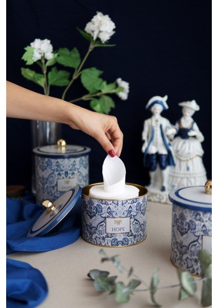 ER141-6E Azulejos Hope Desenli Yuvarlak Metal Saklama Kabı 14 cm