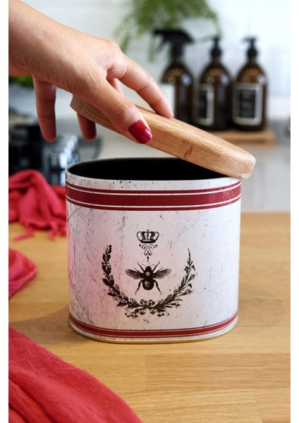 ER213-5O Country Housefly Desenli Oval Metal Saklama Kabı 11X15 cm