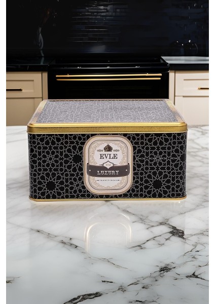 ER029-V2 Trellis Desenli Kare Metal Saklama Kabı 24X24 cm