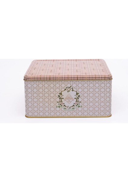 ER029-5F Rosy Plaid Desenli Kare Metal Saklama Kabı 24X24 cm fiyatları