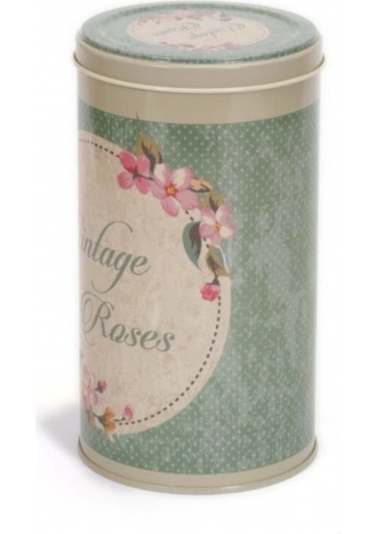 Çiçek Kuş Desenli Metal Erzak Saklama Kabı 1.8 lt - Yeşil fırsatları