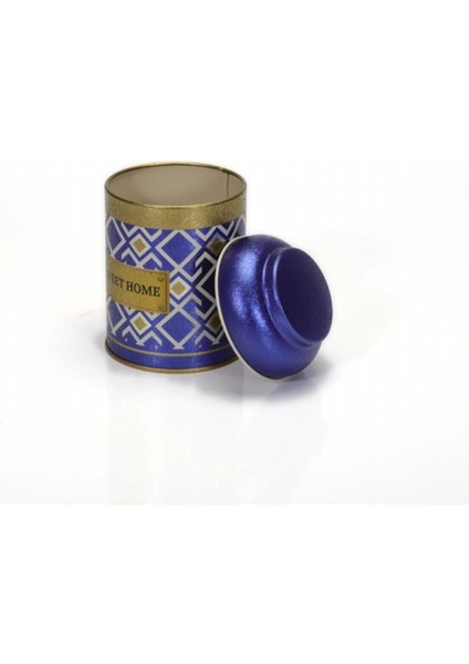 Turkish Blue_Swt Home Desenli Yuvarlak Metal Kutu, 9 x 11 cm, 0.6 lt fırsatları