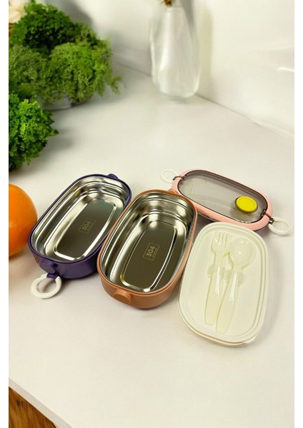 Içi Metal Kaşık Çatallı Beslenme Kutusu 1.3 Litre 2 Katlı VP-938 indirimleri