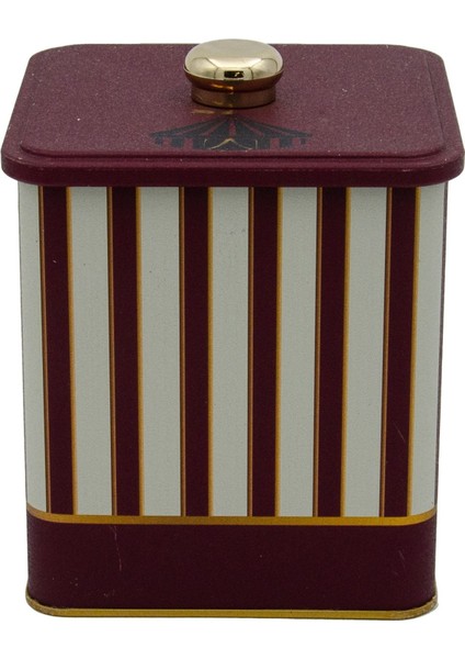 ER023-1F Circus Cream Desenli Kare Metal Saklama Kabı 12X12 cm