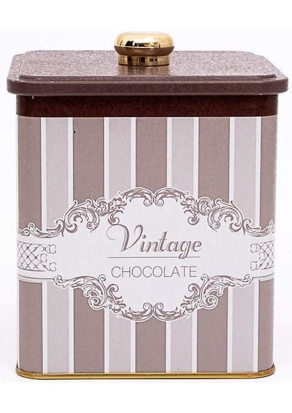ER023-4J Elegance Chocolate Desenli Kare Metal Saklama Kabı 12X12 cm modelleri