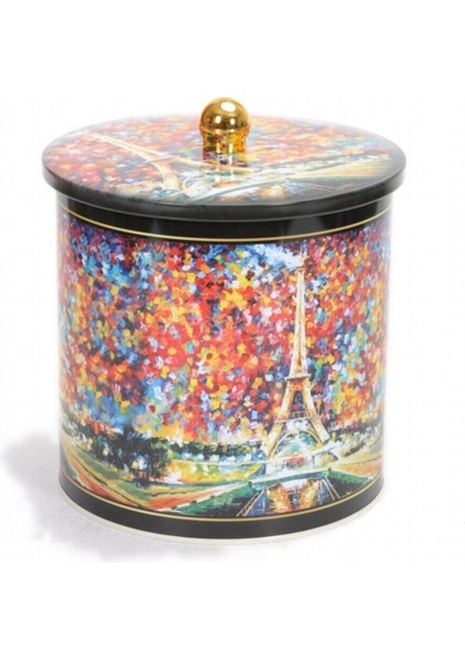 Afremov Paris Kulesi Desenli Yuvarlak Çok Amaçlı Metal Erzak Saklama Kabı 4.5 lt - Çok Renkli modelleri