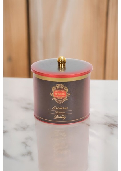 Special Desenli Yuvarlak Çok Amaçlı Metal Erzak Saklama Kabı 3.9 lt - Kırmızı