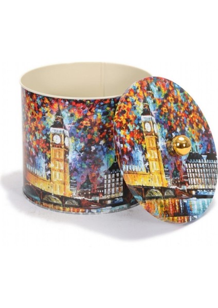 Afremov Big Ben Desenli Yuvarlak Çok Amaçlı Metal Erzak Saklama Kabı 3.9 lt - Çok Renkli indirimleri