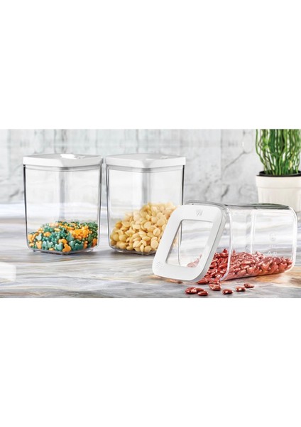 3×1000 ml Kare Kapaklı Sızdırmaz Plastik Saklama Kabı - Çok Amaçlı Kullanım için İdeal