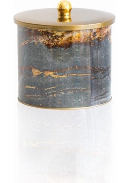 Taş Desenli Yuvarlak Çok Amaçlı Metal Erzak Saklama Kabı 3.9 lt - Siyah modelleri