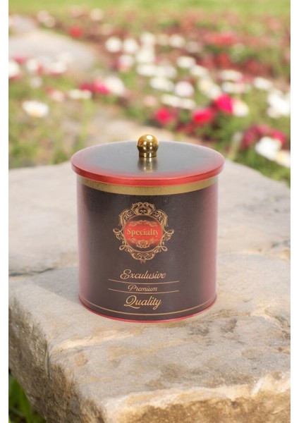 Special Desenli Yuvarlak Çok Amaçlı Metal Erzak Saklama Kabı 4.5 lt - Kırmızı