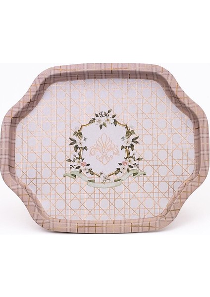 EE166-U7 Rosy Desenli Özel Şekil Tepsi 28X33 cm fiyatları