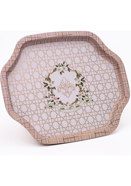 EE166-U7 Rosy Desenli Özel Şekil Tepsi 28X33 cm modelleri