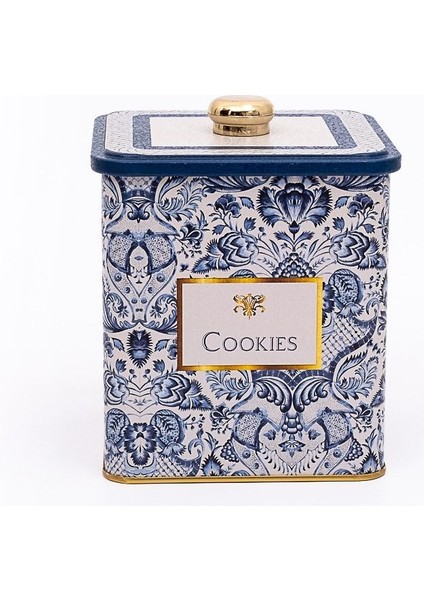 ER023-2I Azulejos Cookies Desenli Kare Metal Saklama Kabı 12X12 cm fiyatları