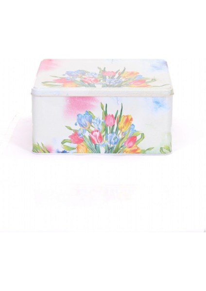 Lale Desenli Kare Çok Amaçlı Metal Erzak Saklama Kabı 6.3 lt - Çok Renkli fiyatları