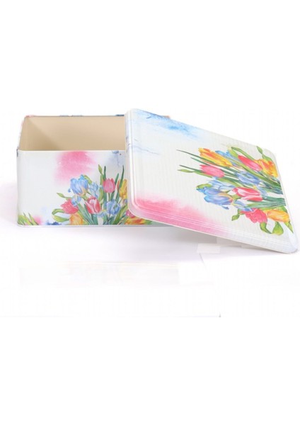 Lale Desenli Kare Çok Amaçlı Metal Erzak Saklama Kabı 6.3 lt - Çok Renkli fırsatları