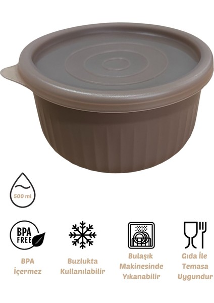 x Vipahmet Vakumlu Saklama Kabı, 0,50 Lt, Toprak